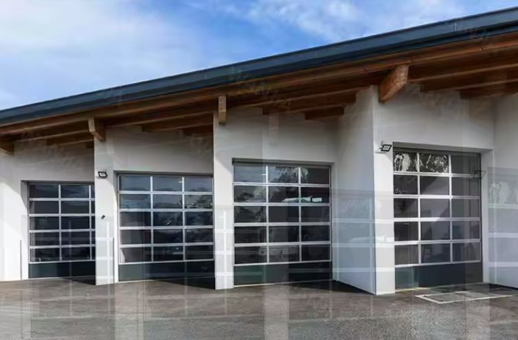 현대 디자인 스타일 물 막성 자동 검은 알루미늄 얼음 투명한 유리 섹션 디자인 가리지 문